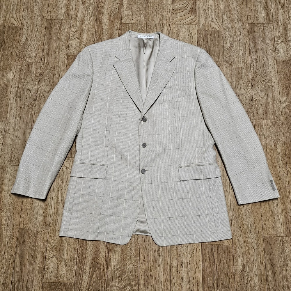 Hickey Freeman Ltd Blazer Men's 44 Long Beige Silk Wool USA Dapper Classy